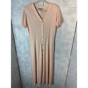Vintage Coldwater Creek fit & flare dress peach V-neck button-down plus size ￼